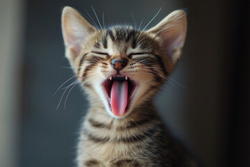 Obraz premium There is a cat that is yawning and yawning