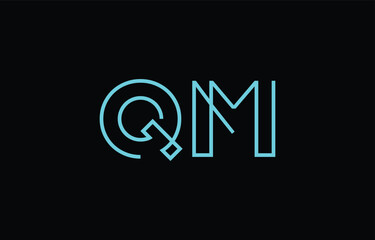 Illustration of creative typography featuring stylized letters Q and M with a minimal blue color theme, suitable for branding and graphic design inspiration.