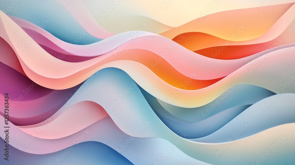 Poster abstract colorful waves flowing smoothly and gracefully through the image