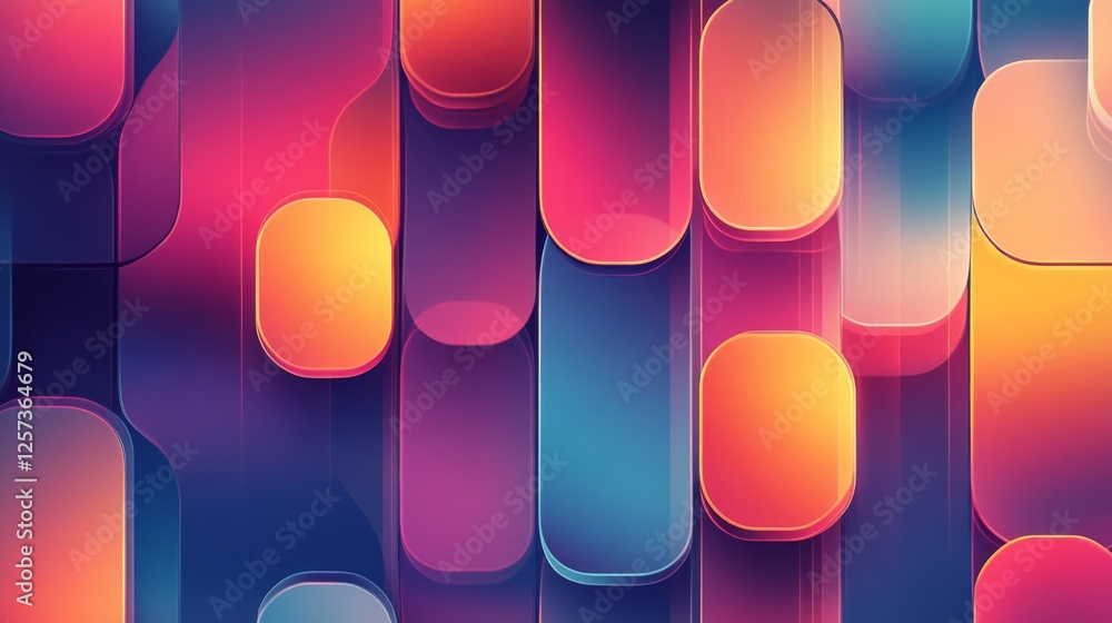 Poster multicolored rounded rectangles create a vibrant and abstract background