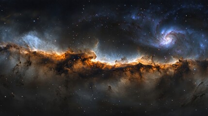 Fototapeta premium Cosmic Nebula Spiral Galaxy and Stellar Clouds