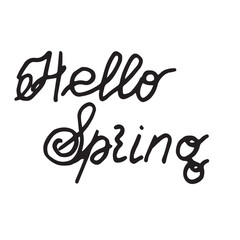 hello spring text lettering Hand drawn illustration on white background. the basis for the design of postcards stickers fabrics dishes .vector composition