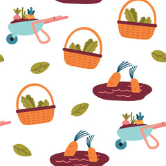 Spring seamless pattern background for packaging and decoration with garden elements