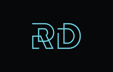 Illustration of creative typography featuring stylized letters R and D with a minimal blue color theme, suitable for branding and graphic design inspiration.