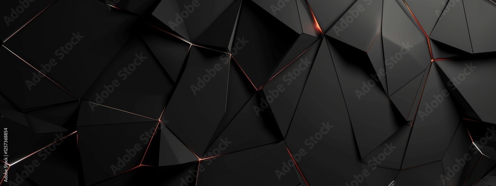 Wall mural Abstract minimalist wallpaper with intersecting lines and polygons on black background. Featuring white space in the center for text, ideal for design templates and modern banners.