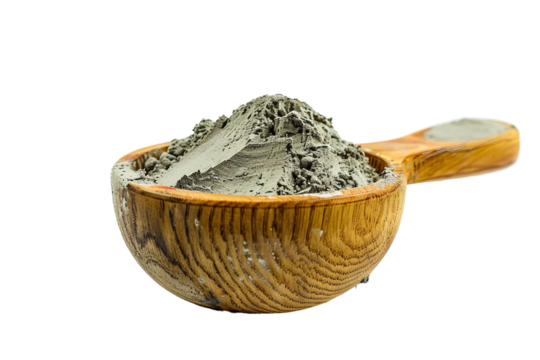 Hydrating bentonite clay mask texture isolated on transparent background