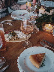 Christmas festive table. Serving. Beautiful house