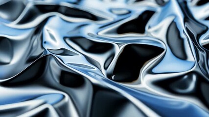 Abstract close-up of smooth, shiny blue and silver metallic surface, ideal for futurism and technology concepts