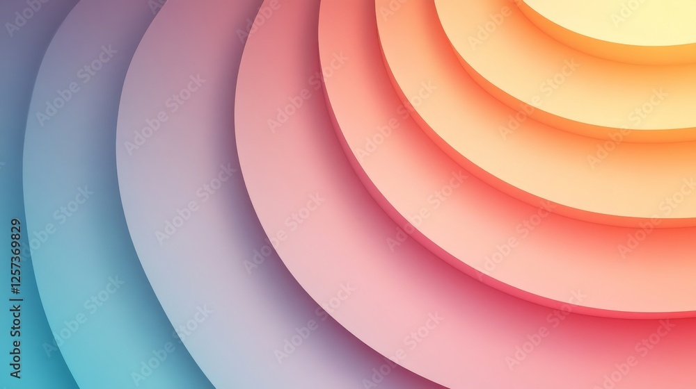 Poster abstract concentric rings cascade with a gradient color scheme
