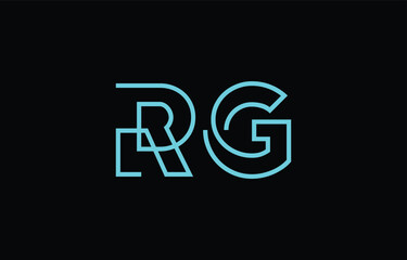 Illustration of creative typography featuring stylized letters R and G with a minimal blue color theme, suitable for branding and graphic design inspiration.