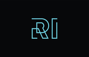 Illustration of creative typography featuring stylized letters R and I with a minimal blue color theme, suitable for branding and graphic design inspiration.