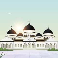 View of the Baiturrahman Mosque in Banda Aceh