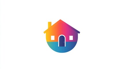 Colorful House Icon, Simple Design, Abstract, Home Symbol, Graphic