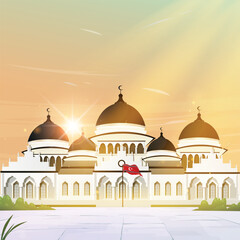 View of the Baiturrahman Mosque in Banda Aceh