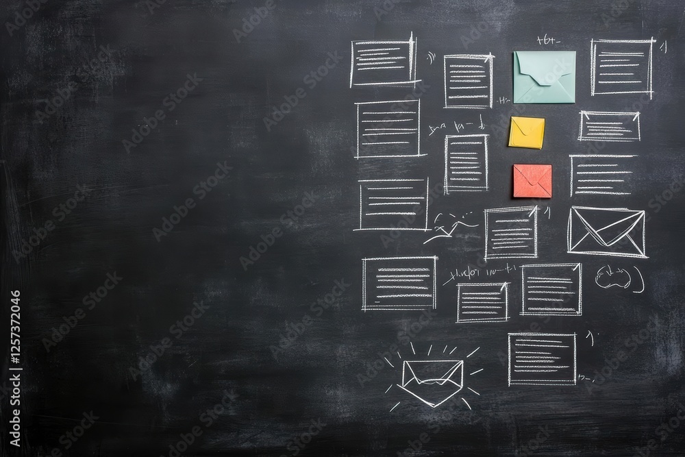 Aufkleber blackboard covered with colorful paper notes and reminders in an organized layout for educational pu
