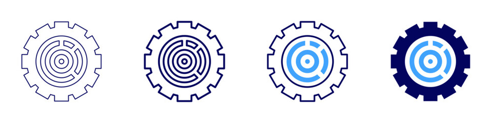 Data transformation process icon in 4 different styles. Thin Line, Line, Bold Line, Duotone. Duotone style. Editable stroke