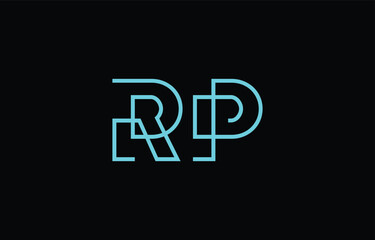 Obraz premium Illustration of creative typography featuring stylized letters R and P with a minimal blue color theme, suitable for branding and graphic design inspiration.