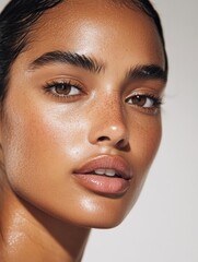 Freckled Model With Natural Glow And Expression