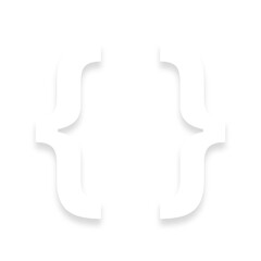White { } braces curly brackets with a soft shadow down on transparent background