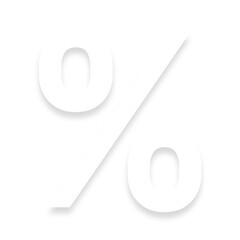 White % percent sign with a soft shadow down on transparent background