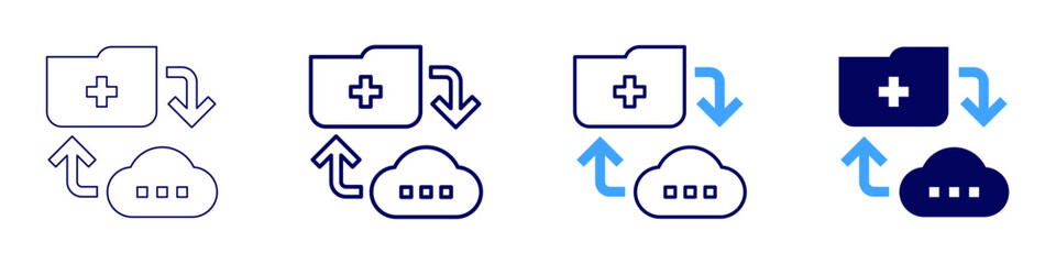 Open data icon in 4 different styles. Thin Line, Line, Bold Line, Duotone. Duotone style. Editable stroke
