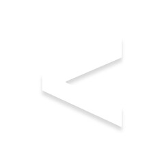 White < less-than sign with a soft shadow down on transparent background