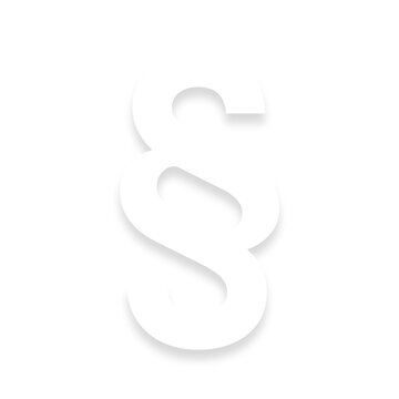 White &sect; section sign with a soft shadow down on transparent background