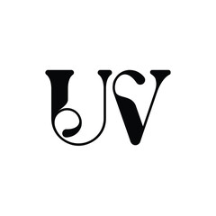 UV monogram logo design letter text name symbol monochrome logotype alphabet character simple logo