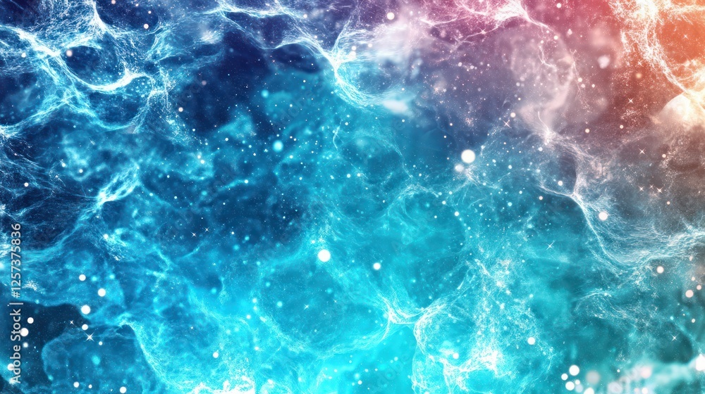 Poster abstract blue and purple background with bubbles and light effects for atmospheric design