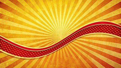 Vintage Red Wave Banner, Retro Yellow Background, Modern Design Template, Graphic Design, Advertising,  Marketing, Promotion