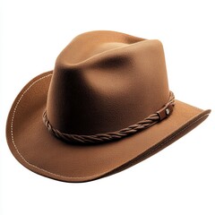 Brown felt cowboy hat, studio shot, white background, fashion accessory (3)
