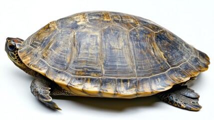 Fototapeta premium A detailed side view of a turtle showcasing its shell and limbs.