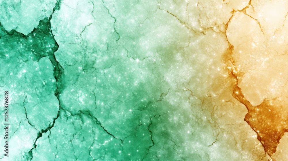 Poster abstract colorful background with cracked texture in shades of green and orange