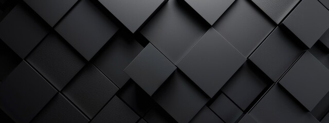 Black Background with Intersecting Rectangles and Circles, Banner Template with White Space for Text. Minimalist Geometric Wallpaper with Copy Space on Black Background. Contemporary Modern Wallpaper.