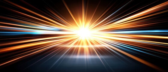 Obraz premium Radiant Burst of Light with Dynamic Speed Effect in Dark Background for Abstract Concepts