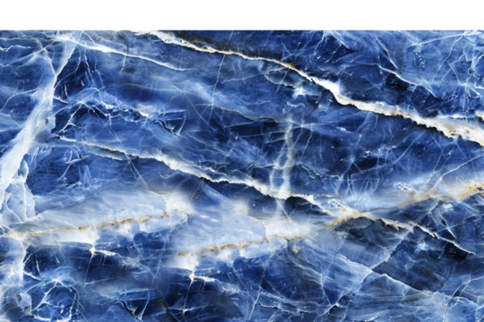 Polished Blue Marble Table Surface with Sleek Texture Isolated on Transparent Background