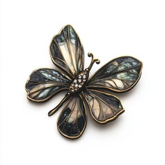 Elegant Butterfly Brooch, Studio Shot, White Background, Jewelry