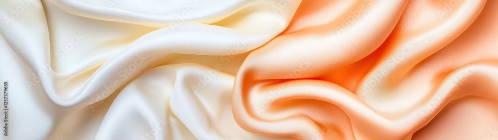 Poster elegant and smooth textured fabric with subtle hues of white and orange for creative projects