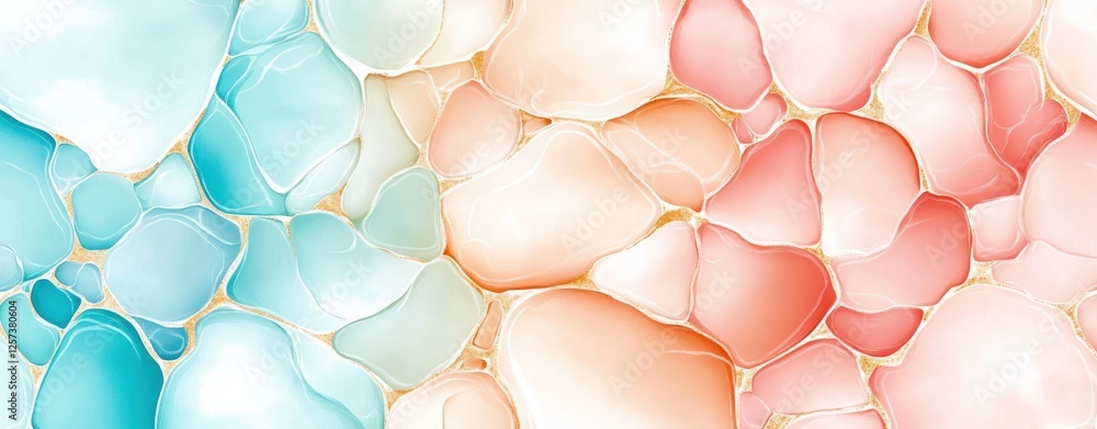 Aufkleber abstract colorful flowing blobs in soft pastel shades of blue, pink, and peach ideal for backgrounds