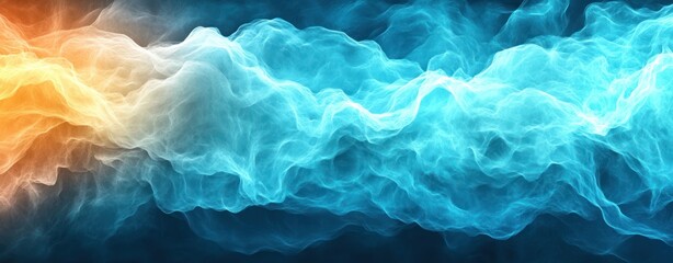 Ethereal Swirling Smoke in Vibrant Orange and Blue Tones with a Mysterious Ambiance