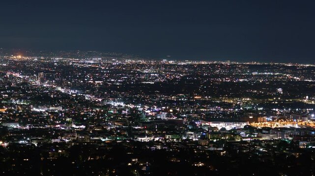 Los Angeles Westside Night Skyline Time Lapse Pan L California USA