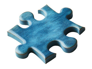 Obraz premium Blue puzzle piece on white & transparent a background.