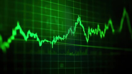 Green stock market chart trending upward with a green theme symbolizes eco friendly growth, sustainability, and green business initiatives
