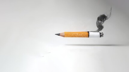 A pencil shaped like a burning cigarette, No smoking, Quit smoking, Stop smoking, Smoke free