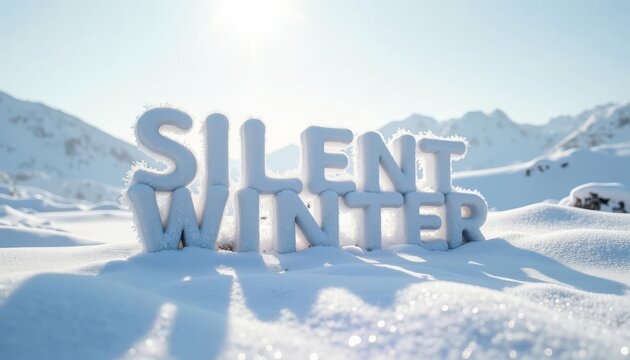 Silent Winter Frozen Wordscape Sparkling Sunlight Mountain Backdrop