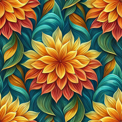 Seamless oil painting texture with vibrant floral patterns