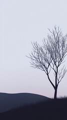 Illustration of a dry tree silhouette without leaves
