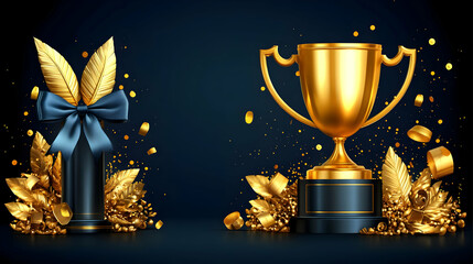 Golden trophy award ceremony