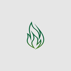 Flame vector. Green fire icon. Organic fire logo. Environmentally friendly energy