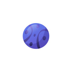 Blue ball flat vector icon, cartoon inflated ball toy for kids activity, football, sports equipment for field team game